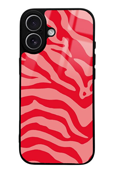 Spoyi iPhone 17 Compatible Red Zebra Design Glossy Phone Case