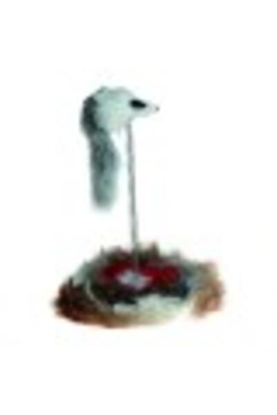 Flamingo Aaron Mouse on Stick Cat Toy White