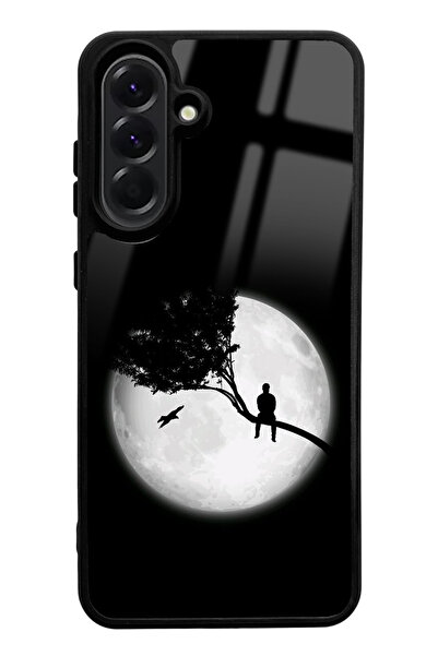 Spoyi Samsung A56 Compatible Look up at the Moon Design Glossy Phone Case