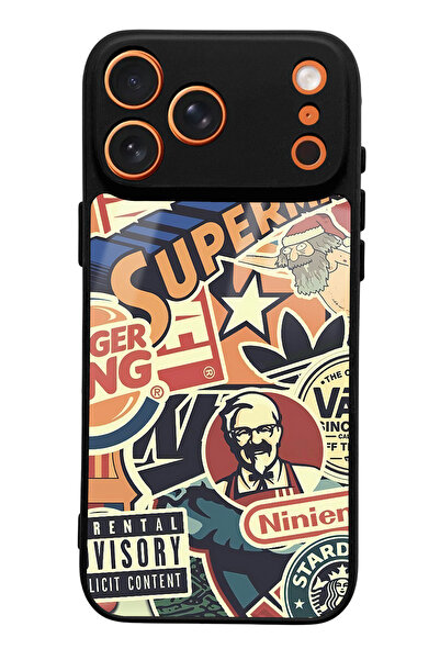 Spoyi iPhone 17 Pro Max Retro Marka Tasarımlı Glossy Telefon Kılıfı