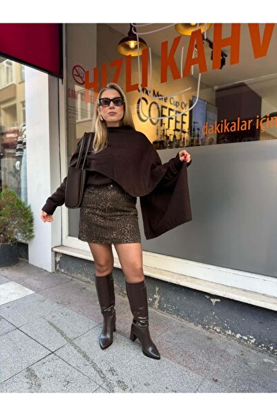 Serpirella Butik Gabardine Leopard Skirt