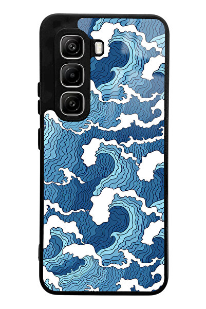 Spoyi Infinix Hot 50 Pro Compatible Blue Wave Design Glossy Phone Case