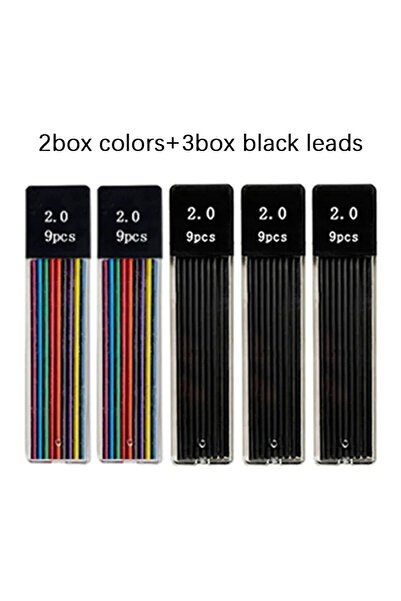 Choice مجموعة أقلام رصاص ميكانيكية من 2 لون و3 رصاصات سوداء مقاس 2.0 مم مع عب...