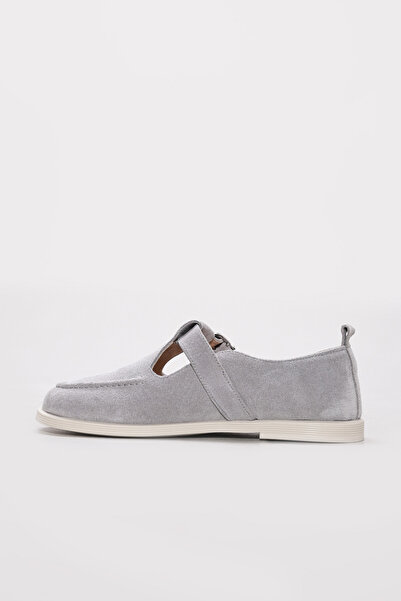 Ayakkabıhane Genuine Suede Leather Inside and Out Gray Women's Casual Daily Shoes Ah08210261184