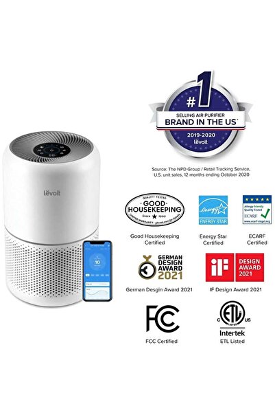 Levoit Smart Core 300S Wi-Fi Air Purifier, True HEPA, Activated Carbon, Air Quality Sensor, White