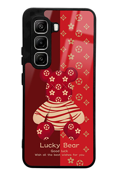 Spoyi Infinix Hot 50 Pro Compatible Red Lucky Bear Design Glossy Phone Case