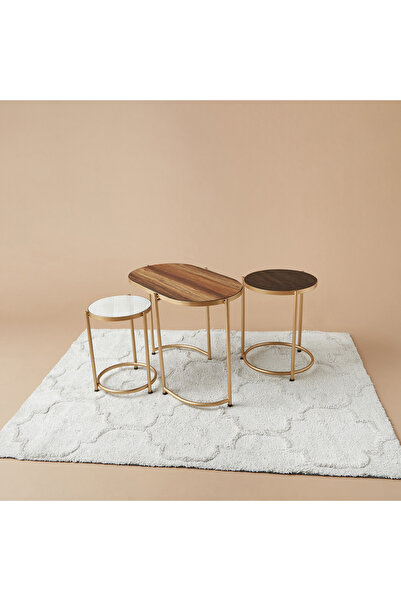 Lifestyle Wooden Top 3-Piece Steel Nesting Table Set