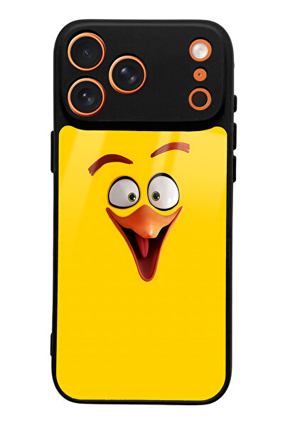 Spoyi حافظة هاتف لامعة متوافقة مع هاتف iPhone 17 Pro Max بتصميم Angry Birds باللون الأصفر