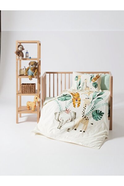 Özdilek Jungle Baby Bedding Set – 100% Cotton, Ecru Animal Pattern
