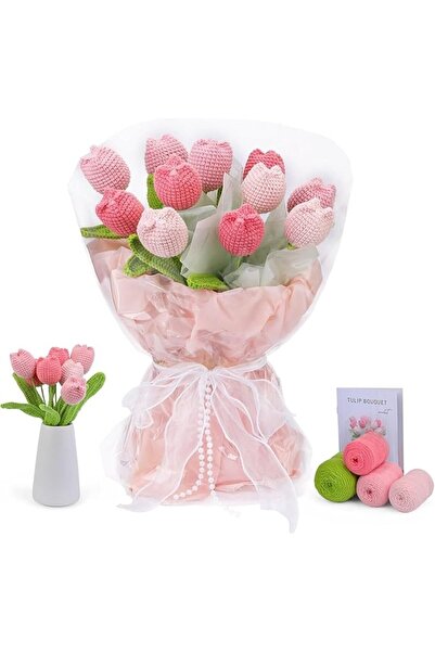 OBRO Kit de croșetat DIY pentru începători – Buchet de lalele lucrat manual, ...