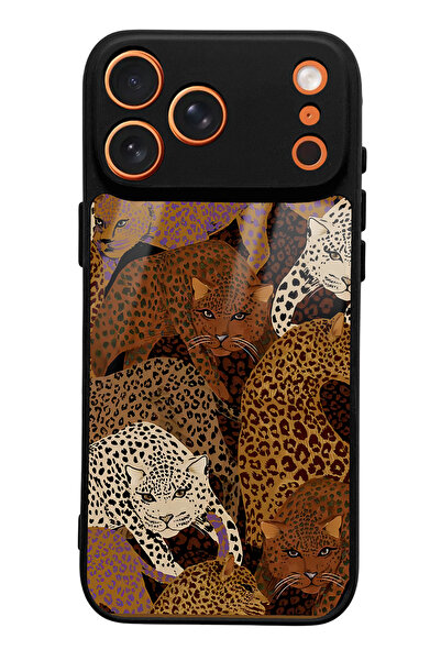Spoyi iPhone 17 Pro Max Uyumlu Leoparlar Tasarımlı Glossy Telefon Kılıfı
