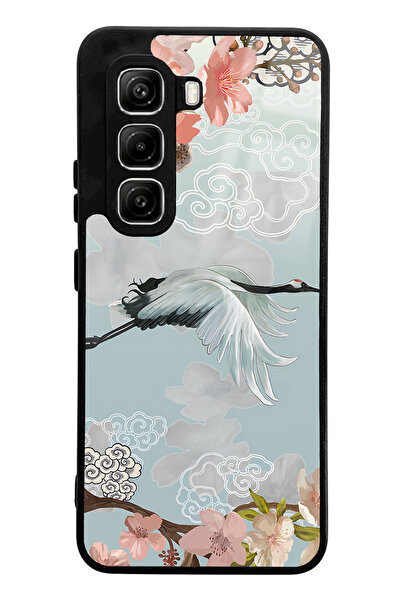 Spoyi Infinix Hot 50 Pro Compatible Glossy Phone Case with Watercolor Stork Design