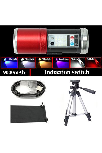 Choice حزمة B مع قوس مصباح يدوي لصيد الأسماك في الليل فائق السطوع قابل لإعادة الشحن عبر USB كشاف ضوئي طعم أرجواني B