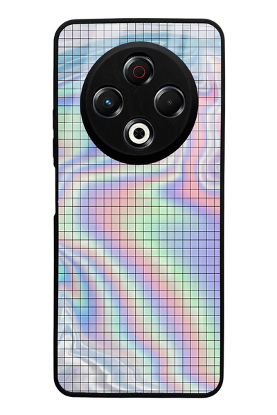 Spoyi Tecno Spark 30 Compatible Neon Checkerboard Design Glossy Phone Case
