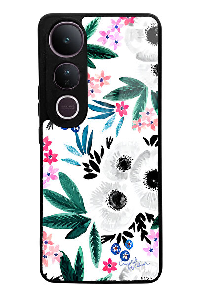 Spoyi Vivo V50 Lite White Flower Design Glossy Phone Case