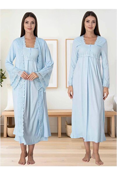 Lohusa Homewear طقم ملابس نوم للحوامل مكون من قطعتين بتصميم خاص باللون الأزرق...