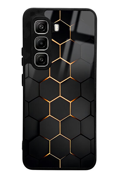 Spoyi Infinix Hot 50 Pro Compatible Yellow Carbon Design Glossy Phone Case