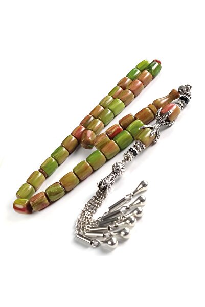 TESBİHCİBABA سبحة من العقيق الأخضر الفستقي بتصميم مخلب وشرابة