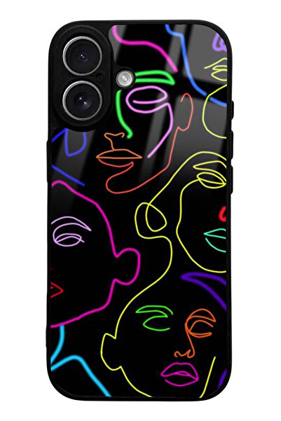 Spoyi iPhone 17 Glossy Phone Case with Neon Silhouette Design