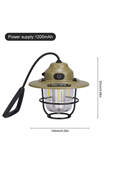 Choice Green Portable Camping Lanterns Retro Hanging Tent Lamp Waterproof Dimmable Camping Light 1200mAh fo