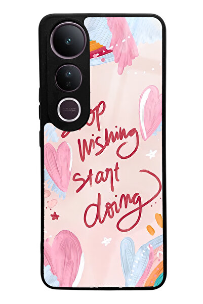 Spoyi Vivo V50 Lite Pink Motto Design Glossy Phone Case