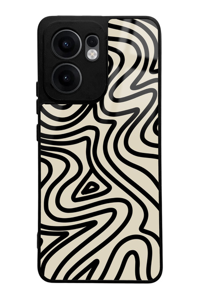 Spoyi Oppo Reno 13F Beige Geometric Design Glossy Phone Case