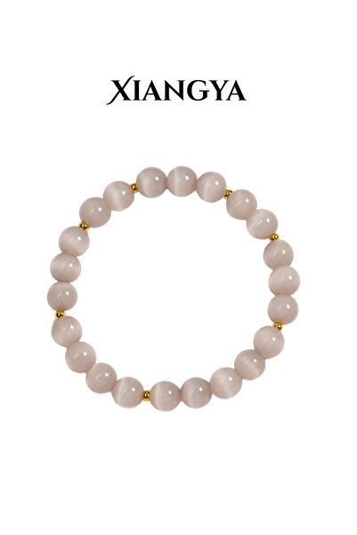 XIANGYA Purple Cat's Eye Stone & Gold-plated Beaded Bracelet ｜ Moonlit Serenity