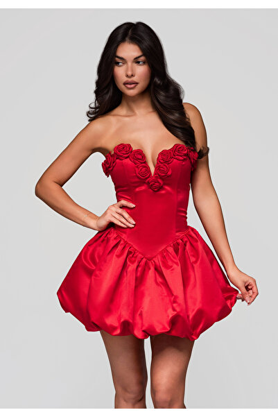 OMBRE Βραδινό φόρεμα LA-OM-DLR242 - κόκκινο