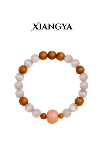 XIANGYA سوار من الخرز للسيدات - سوار نسائي من حجر عين القطة الأرجواني مع نبات...
