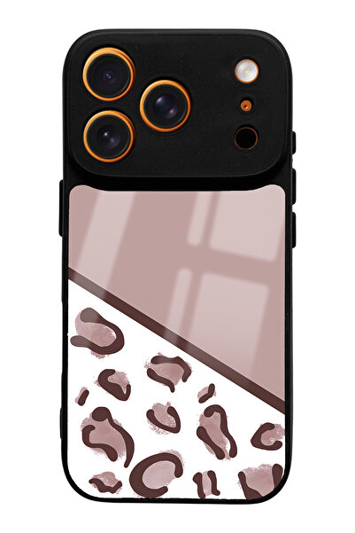 Spoyi iPhone 17 Pro Coffee Leopard Design Glossy Phone Case