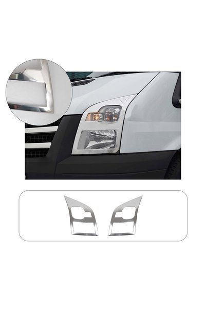 ServetDizaynOto Ford Transit Uyumlu 2003-2013 Krom Far Çerçevesi 2 Parça Pasl...