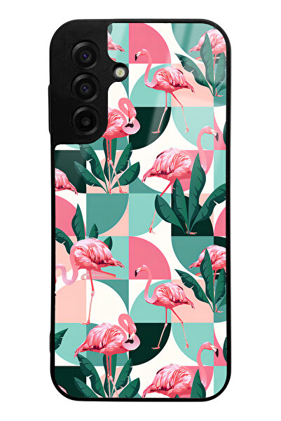 Spoyi A17 Compatible Retro Flamingo Wallpaper Design Glossy Phone Case