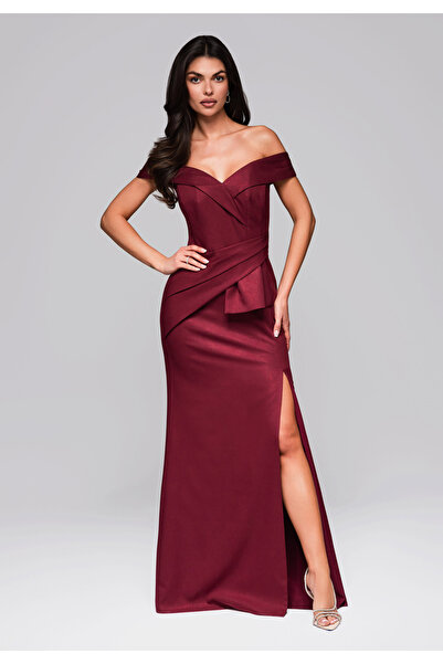 OMBRE Βραδινό φόρεμα LA-OM-DLR248 - μπορντό