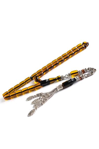 TESBİHCİBABA Special Dough Black Moire Fire Amber Prayer Beads
