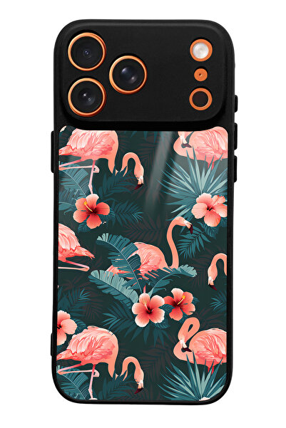 Spoyi iPhone 17 Pro Max Flamingo Leaf Design Glossy Phone Case Compatible