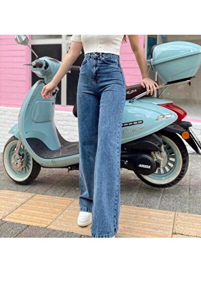 BROSERER Carla Orta Kar Snow Wash talie înaltă Blugi casual pentru femei cu picioare evazate pantaloni palazzo