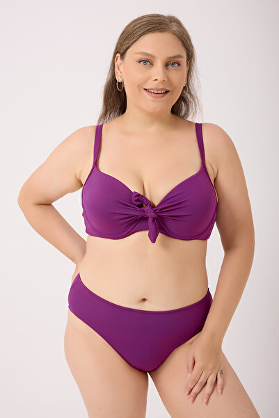 SEALİFEmayo Fiyonk Detaylı Mor Büyük Beden Bikini Takımı Balenli