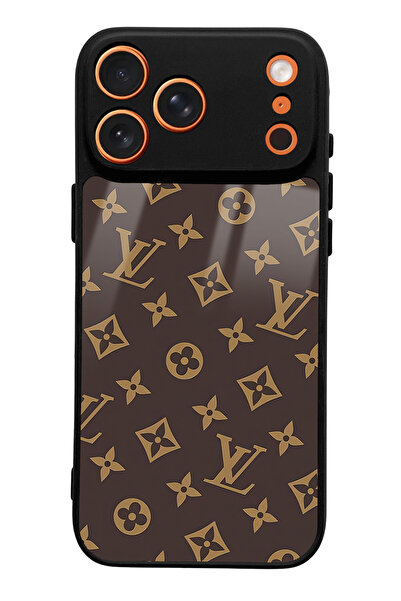 Spoyi iPhone 17 Pro Max Compatible Brown Lv Design Glossy Phone Case