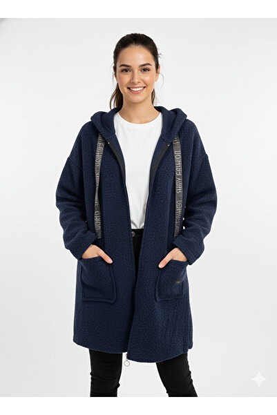 CELTMODA Women's Hooded Zippered Pocket Lightweight Boucle Cardigan Coat - Na...