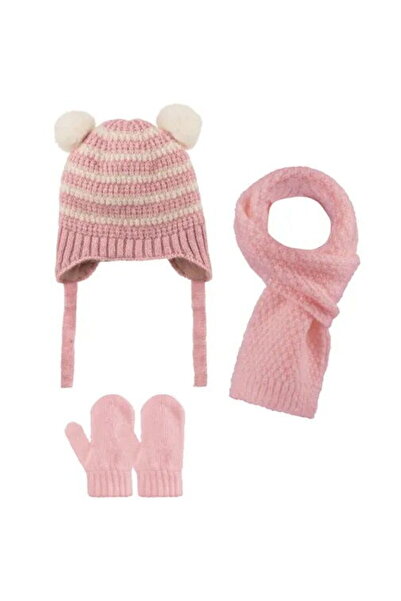 Kitti 2515001 Kız Bebek 0-18 Ay Atkı-Bere-Eldiven 3'lü Set
