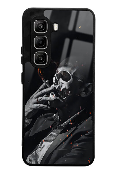 Spoyi Infinix Hot 50 Pro Compatible Smoke Skull Design Glossy Phone Case