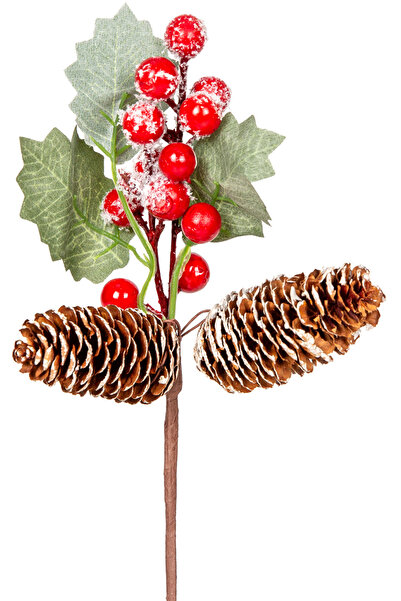 Herdekora Christmas Ornament, Pike Berry, Red-Green - Double Cone, 23 cm