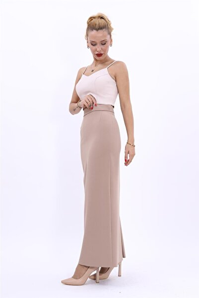 ÖNDER ÖZSOY Stone Colored Long Pencil Skirt
