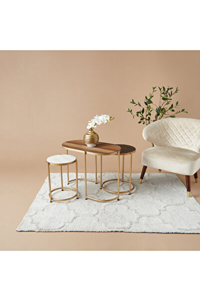 Lifestyle Wooden Top 3-Piece Steel Nesting Table Set