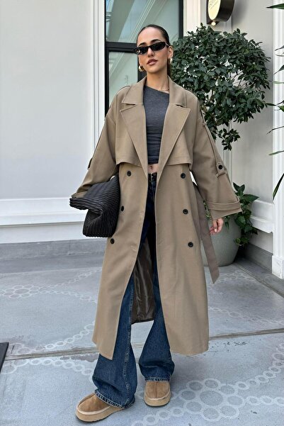 Nazliye Haki Oversize Premium Trençkot