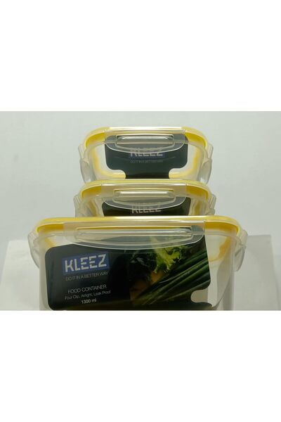 kleez Food Container Lunch Box Set of 5 – Airtight, Leak-Proof (Yellow)