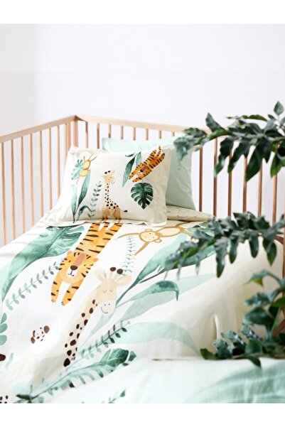 Özdilek Jungle Baby Bedding Set – 100% Cotton, Ecru Animal Pattern