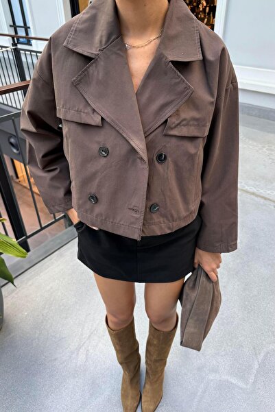 Nazliye Acı Kahve Kısa Trençkot