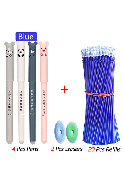 Choice أزرق 26 قطعة من 4 + 2 + 20 قطعة/مجموعة أقلام جل كاواي قابلة للمسح 0.35...