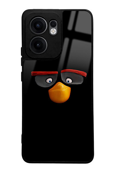 Spoyi حافظة هاتف لامعة بتصميم Angry Birds باللون الأسود لهاتف Oppo Reno 13F متوافقة